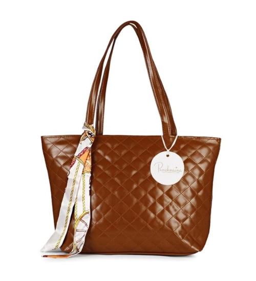 Women's Polyurethane Textured  Shoulder Bag (Dark Brown)