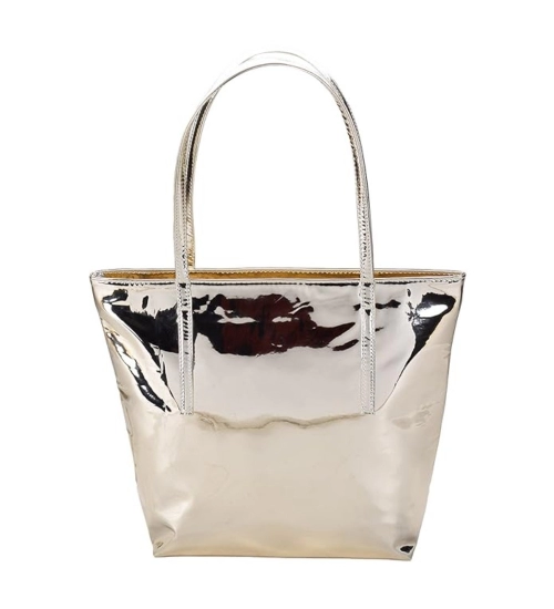 Women's Synthetic Solid Shoulder Bag (Gold)