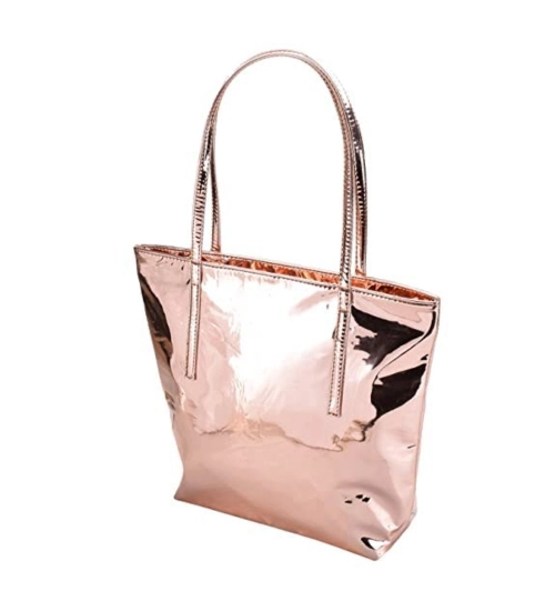 Women's Synthetic Solid Shoulder Bag (Rose Gold )