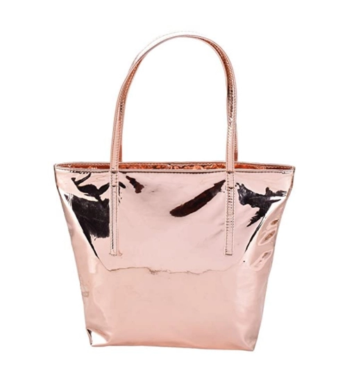 Women's Synthetic Solid Shoulder Bag (Rose Gold )