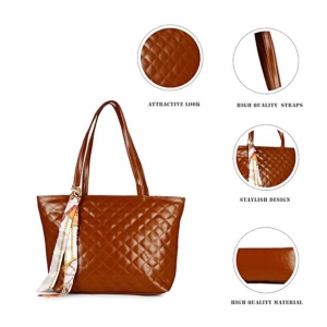 Generic Women's Polyurethane Textured  Shoulder Bag (Dark Brown)