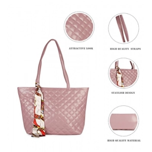 Generic Women's Polyurethane Textured  Shoulder Bag (Blush Pink)