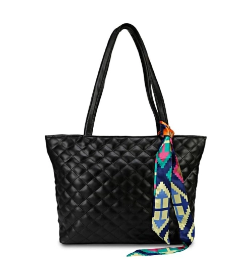 Women's Polyurethane Textured  Shoulder Bag (Black)