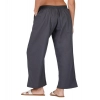 Dropship Women's Casual Cotton Cambric Solid Elastic Palazzo Trousers (Dark Grey)