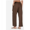 Dropship Women's Casual Cotton Cambric Solid Elastic Palazzo Trousers (Brown)