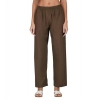 Dropship Women's Casual Cotton Cambric Solid Elastic Palazzo Trousers (Brown)