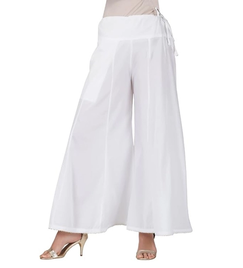Women's Casual Cotton Solid Palazzo (White)