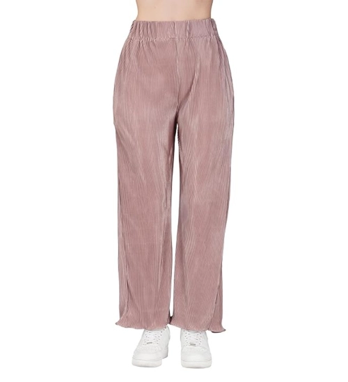 Women's Casual Cotton Blend Striped Bottomwear (Pink)