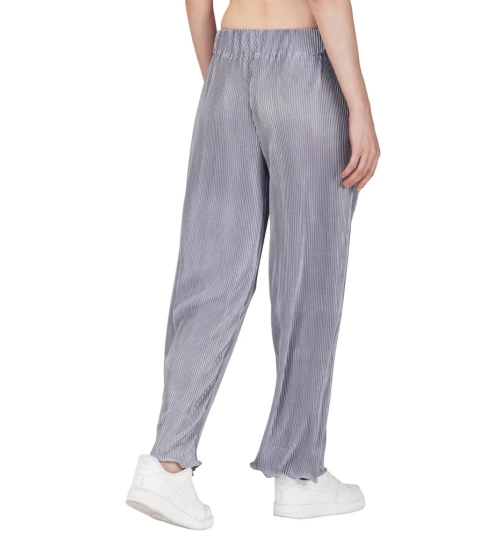 Women's Casual Cotton Blend Striped Bottomwear (Grey)