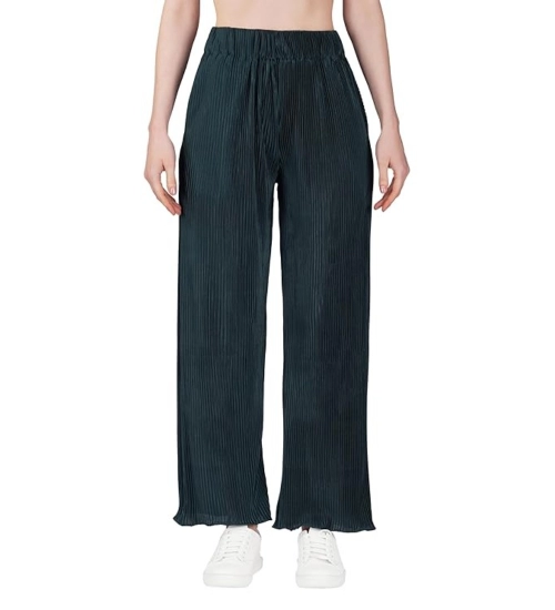 Women's Casual Cotton Blend Striped Bottomwear (Blue)