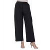 Dropship Women's Casual Cotton Cambric Solid Elastic Palazzo Trousers (Black)