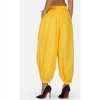 Dropship Women's Casual Cotton Cambric Solid Elastic Waist Patiala Harem Pants (Yellow)