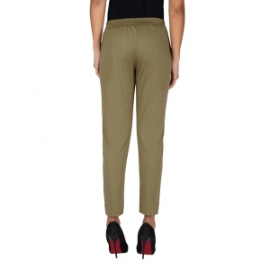 Generic Women's Casual Cotton Lycra Solid Trouser Pants (Green)