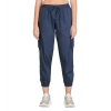 Dropship Women's Casual Cotton Solid Elastic with Drawstring Cargo Pants (Navy Blue)