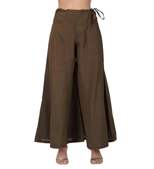 Women's Casual Cotton Solid Palazzo (Brown)
