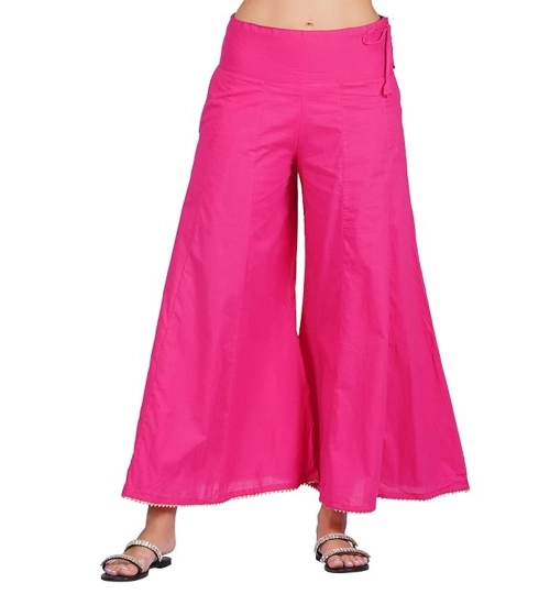 Women's Casual Cotton Solid Palazzo (Pink)