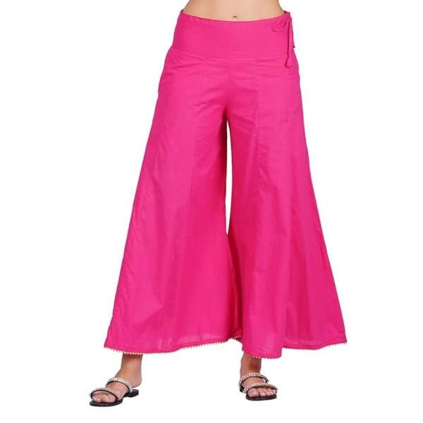 Dropship Women's Casual Cotton Solid Palazzo (Pink)