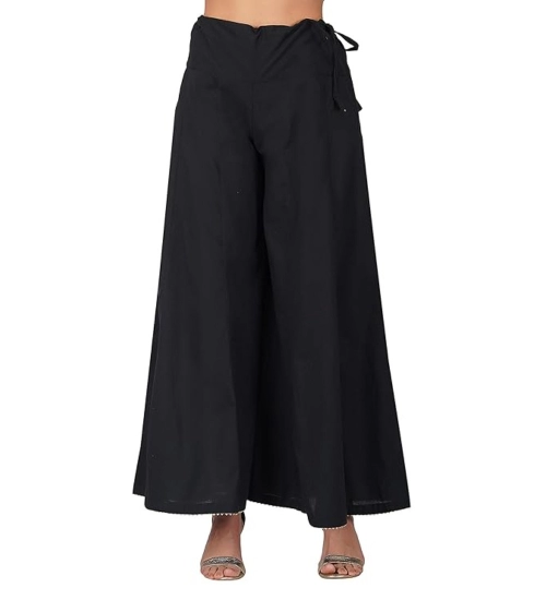 Women's Casual Cotton Solid Palazzo (Black)