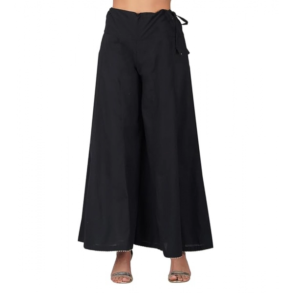 Dropship Women's Casual Cotton Solid Palazzo (Black)