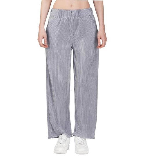 Women's Casual Cotton Blend Striped Bottomwear (Grey)