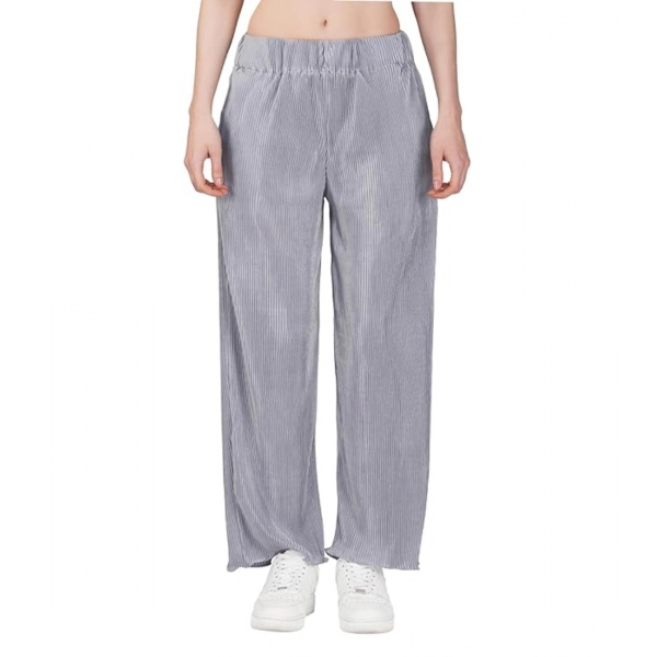Dropship Women's Casual Cotton Blend Striped Bottomwear (Grey)