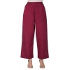 Dropship Women's Casual Cotton Cambric Solid Elastic Palazzo Trousers (Maroon)