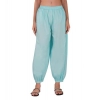 Dropship Women's Casual Cotton Cambric Solid Elastic Waist Patiala Harem Pants (Blue)
