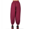 Dropship Women's Casual Cotton Cambric Solid Elastic Waist Patiala Harem Pants (Maroon)