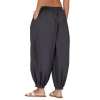 Dropship Women's Casual Cotton Cambric Solid Elastic Patiala Harem Pants (Dark Grey)