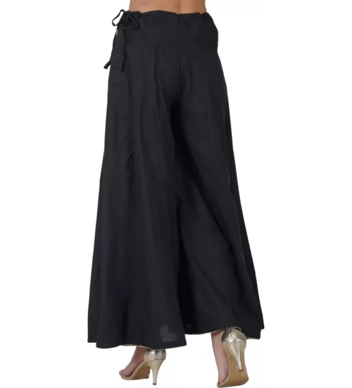 Women's Casual Cotton Solid Palazzo (Black)