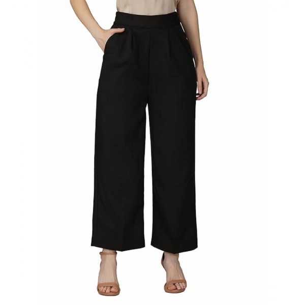 Dropship Women's Casual Cotton Solid Pants (Black)