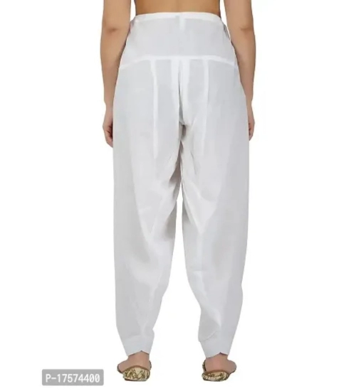 Women's Casual Cotton Cambric Solid Drawstring Bottomwear (White)