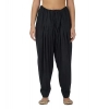 Dropship Women's Casual Cotton Cambric Solid Drawstring Bottomwear (Black)