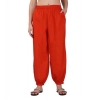 Dropship Women's Casual Cotton Cambric Solid Elastic Waist Patiala Harem Pants (Rust)