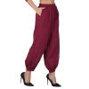Dropship Women's Casual Cotton Cambric Solid Elastic Waist Patiala Harem Pants (Maroon)