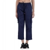 Dropship Women's Casual Cotton Solid Cargo Pants (Navy Blue)