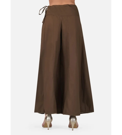 Women's Casual Cotton Solid Palazzo (Brown)