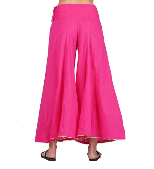 Women's Casual Cotton Solid Palazzo (Pink)