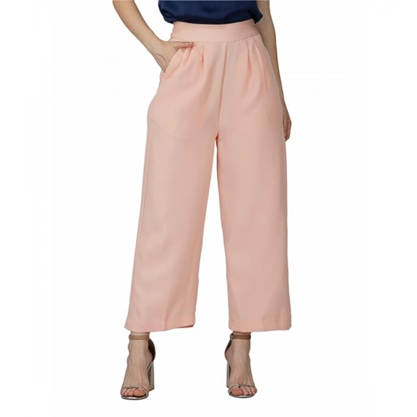 Dropship Women's Casual Cotton Solid Pants (Pink)