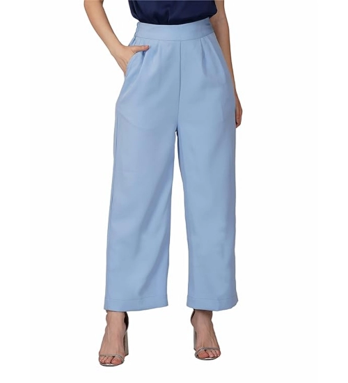 Women's Casual Cotton Solid Pants (Sky Blue)
