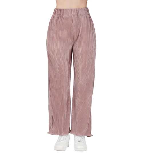 Women's Casual Cotton Blend Striped Bottomwear (Pink)