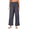 Dropship Women's Casual Cotton Cambric Solid Elastic Palazzo Trousers (Dark Grey)