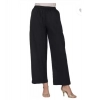 Dropship Women's Casual Cotton Cambric Solid Elastic Palazzo Trousers (Black)