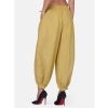 Dropship Women's Casual Cotton Cambric Solid Elastic Waist Patiala Harem Pants (Beige)