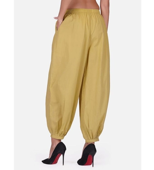 Women's Casual Cotton Cambric Solid Elastic Waist Patiala Harem Pants (Beige)