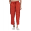 Dropship Women's Casual Cotton Solid Cargo Pants (Rust)