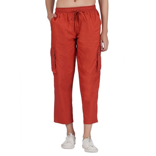 Dropship Women's Casual Cotton Solid Cargo Pants (Rust)