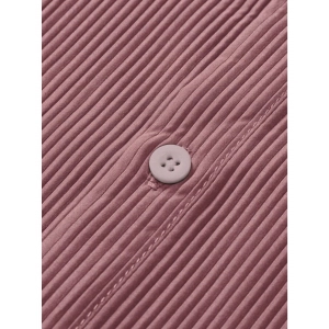 Generic Men's Casual Short Sleeve Striped Cotton Blended Shirt (Pink)