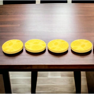 Generic Marigold Floral Printed Wooden Coasters (Yellow)