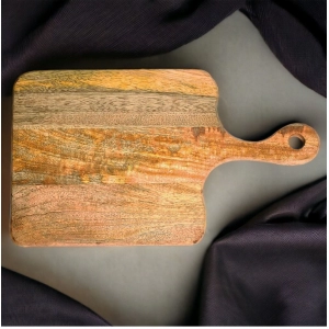Generic Handmade Wooden Serving Platter With Double Handle (Brown)